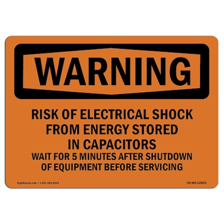 Signmission OSHA Warning Sign, 7" Height, 10" Width, Aluminum, Risk Of Electrical Shock From Energy, Landscape OS-WS-A-710-L-12825